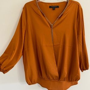 XL Satin Orange Blouse